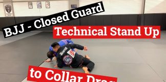 Closed Guard – Technical Stand Up to Collar Drag